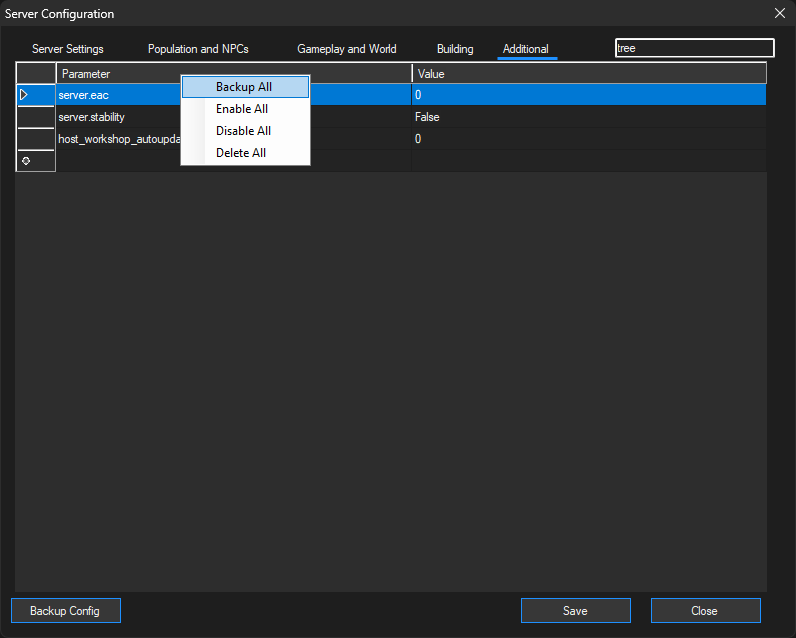 Server Config Additional Tab View 2